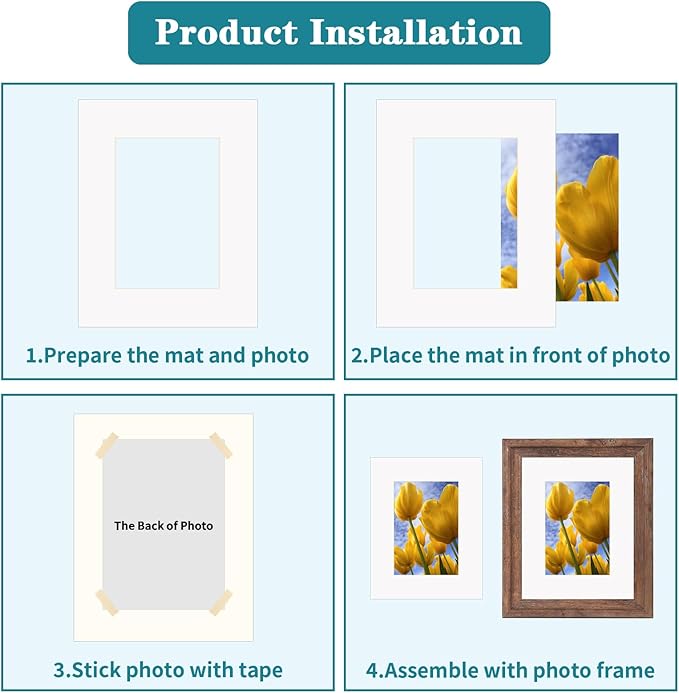 ZBEIVAN 8x10 White Picture Mats with Core Bevel Cut Frame Mattes for 5x7 Pictures - Pack of 5