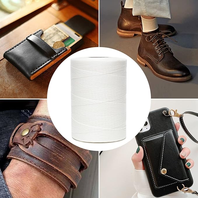 Waxed Thread,852Yards 150D 0.8mm Flat Polyester Wax Thread for Hand Sewing Leather Craft DIY Projects Shoes Repair Book Binding(Yellow Brown)