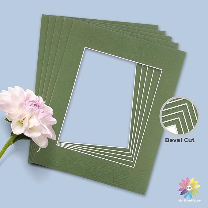 Mat Board Center, Pack of 10, 11x14 for 8x10 Rock Garden Color Mats - Acid Free, 4-ply Thickness, White Core - for Pictures, Photos, Framing