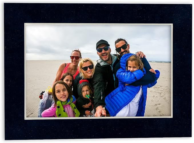 8x10 Mat Bevel Cut for 5.5x8.5 Photos - Acid Free Navy Suede Precut Matboard With Backing Board and Crystal Clear, Self Seal Photo Mat Bag - For Pictures, Photos, Framing - 4-ply Thickness