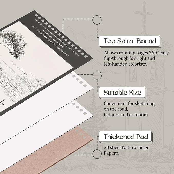 Jexine 60 Pcs 5.5'' x 8.5'' Top Spiral Bound Sketch Book 30 Sheet Each(68lb/100gsm), Sketching Drawing Pad Bulk Artist Sketch Pad Kids Drawing Paper Art Sketchbook for Painting (Tree)