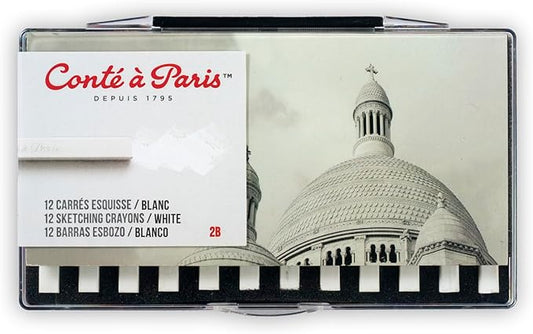 Conté à Paris 12 Count 2B Sketching Crayons Set, White