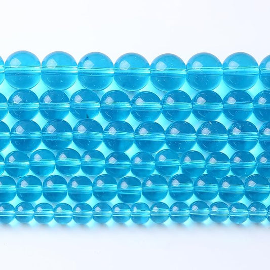 32pcs 12mm Topaz Blue Crystal Glass Beads Round Loose Spacer Beads for Jewelry Making DIY Bracelet Necklace Healing Power Stone