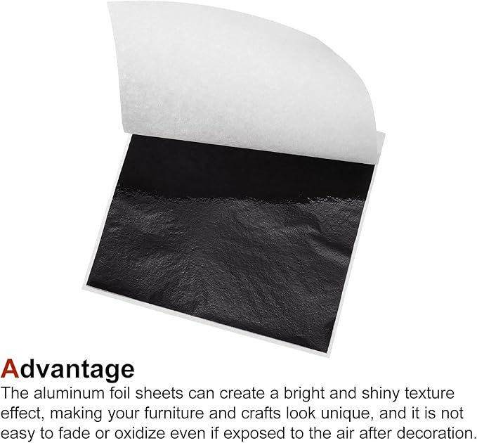 MECCANIXITY Gold Leaf Foil Sheet, Black Leaf Papers, 3.3 Inch x 3.1 Inch for Art Decoration, Sculptures, Painting, Pack of 150 Pcs