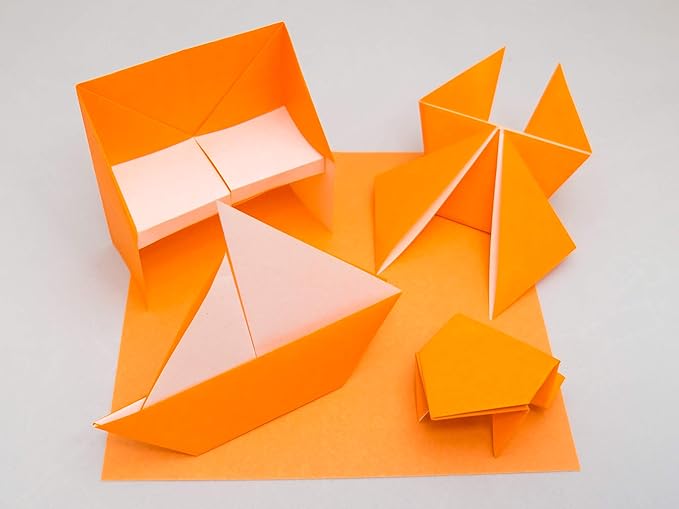 [Taro's Origami Studio] Standard 6 Inch One Sided 23 Colors 500 Sheets Square Easy Fold Premium Japanese Paper for Beginner (Gold and Silver Included)