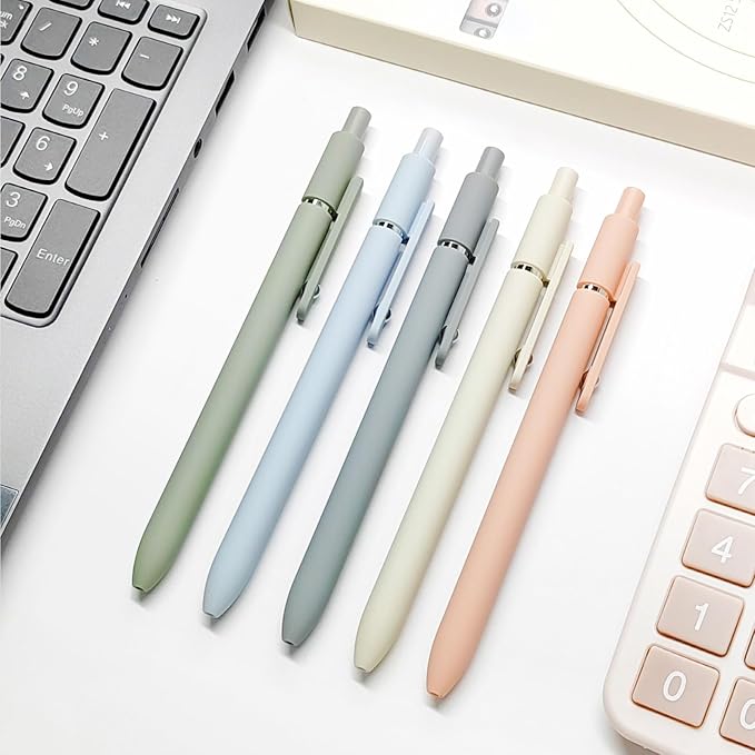 Gel Pens, 10Pcs 0.5mm Black Ink Pens Fine Point Smooth Writing Pens, High-End Series Retractable Pens for Journaling Note Taking, Cute Office School Supplies Gifts for Women (10 Pcs Morandi)