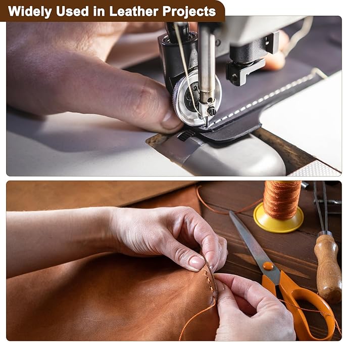 uxcell 150D 0.8mm Flat Waxed Thread 284 Yards Polyester Leather Sewing Waxed String Hand Stitching Cord for Leather Stitching Sewing Bookbinding DIY Craft Golden Yellow