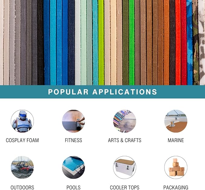 LotusFoam Large 3mm EVA Foam Sheet - 44"x 85" High Density Foam 130 kg/m3 for Cosplay, Costumes, Crafts, Flooring, Outdoor Use - 35 Colors (Sea Blue) - Sea Blue