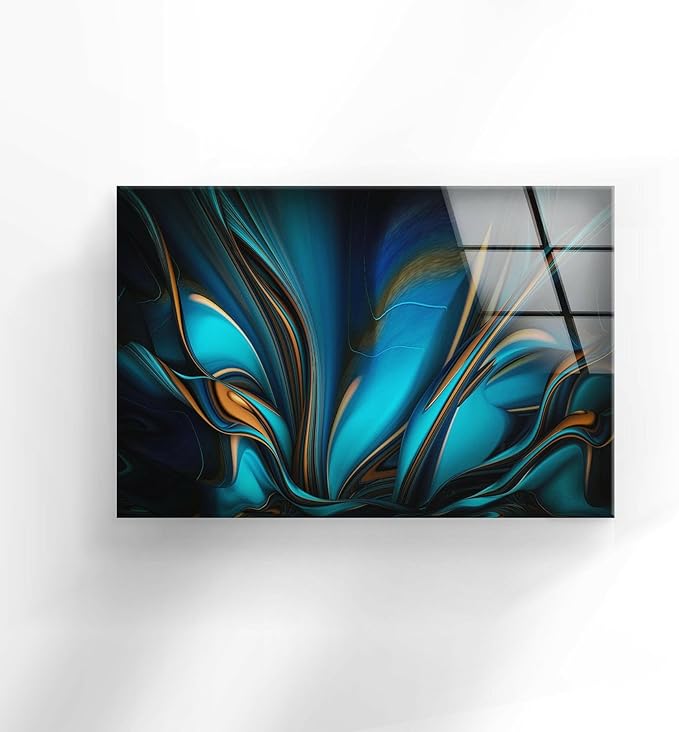 My Photostation.com Round 31,5'' Orange & Blue Abstract Glass Wall ArtTempered Glass Printing Wall Decor Large Wall Art Wall Hangings