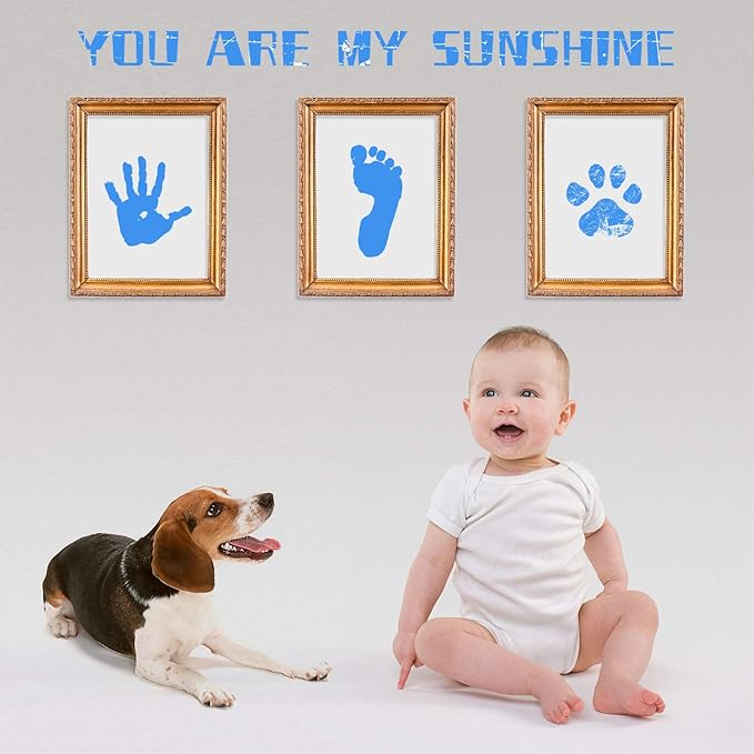 Ink Pad, 5x4'' Washable Non-Toxic Ink Stamp Pad for Baby Footprint Handprint, Sky Blue