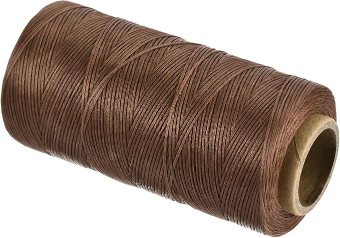 MECCANIXITY Waxed Thread,197 Yard 1mm 210D Flat Wax Thread Polyester Waxed String for Leather Sewing Hand Weaving Book Binding Home Decoration,Light Brown