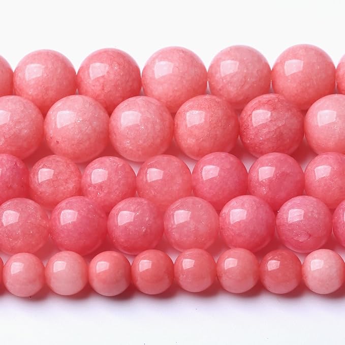 4MM Pink Rhodonite Jade Chalcedony Beads Natural Gemstone Beads Round Loose Beads for Jewelry and Bracelets Making 180pcs 2 Strands 32"