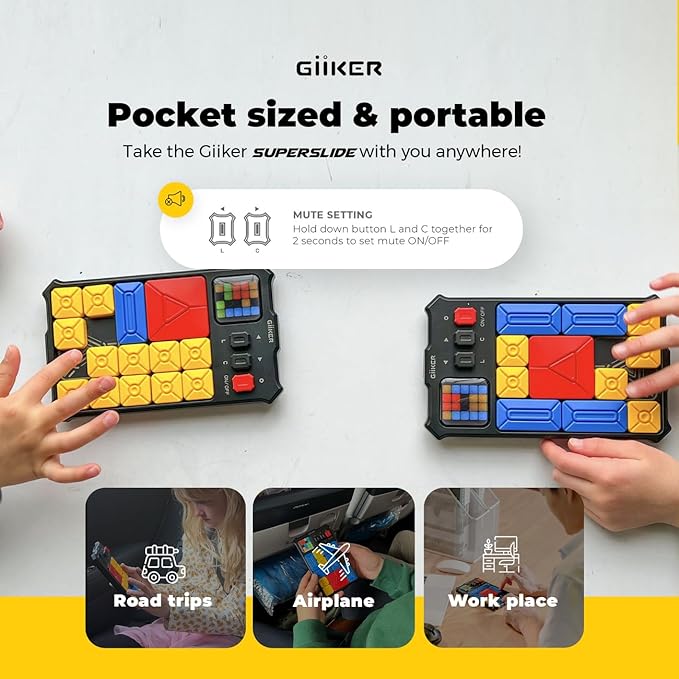 GiiKER Super Slide Puzzle Games, Original 500+ Challenges Brain Teaser Puzzle, Toys for Kids Teens, Travel Games Birthday Gifts Stocking Stuffers for Boys Girls, Activities for Road Trips
