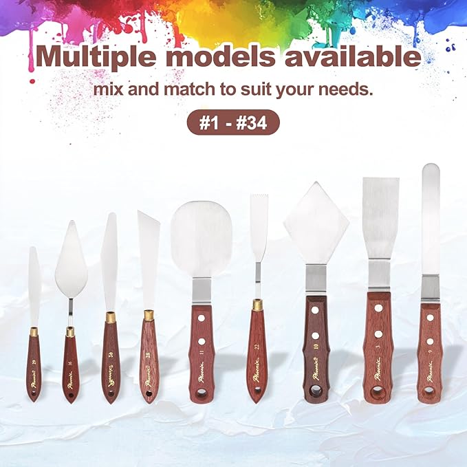 MECCANIXITY Pack of 1 Palette Knife No.29, 8.5" Long Palette Knives with Stainless Steel Flexible Spatula Pallet Knife and Wood Handle for Scraping, Mixing, Oil Acrylic Painting Canvas