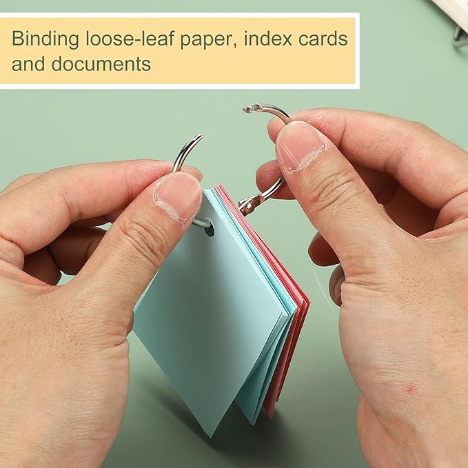 PATIKIL 2.5" x 2.8" Loose Leaf Binder Rings, 30 Pcs Metal Book Rings Nickel Keychain Ring for Paper Index Cards Flash Card Notebook Rings Office Home Book Binder, Silver Tone