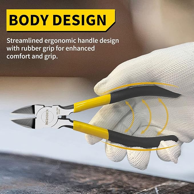 Wire Cutters 10 Pack, 6.5 inch, BOOSDEN Flush Cutters, Spring Loaded Cutting Pliers, Side Cutters, Dykes Cutter, Wire Clippers, Plastic Cutter, Wire Cutters for Jewelry, Floral, Electrical