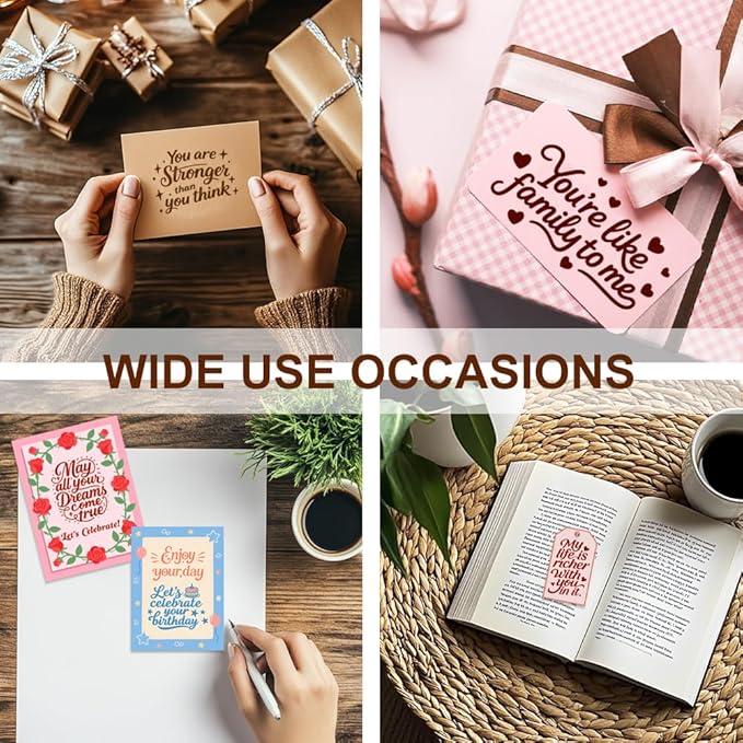 6 Pcs Greeting Words Clear Stamps for Card Making Supplies 20 Ink Pad 3 Acrylic Stamp Block Silicone Stamp with Holiday Bless Happy Birthday Stamps for Crafting DIY Scrapbooking Journal