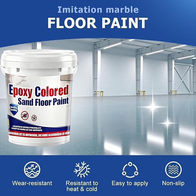 Epoxy Colored Sand Floor Paint, Epoxy Floor Paint for Concrete, High Gloss Marble Effect Coating, Waterproof Non-Slip Concrete Paints, Suitable for Indoor/Outdoor Use (Pink,16 oz/0.5 kg)