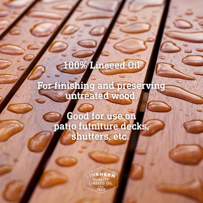 Raw Linseed Oil – Flaxseed Wood Treatment Conditioner to Rejuvenate, Restore and Condition Wood Patio Furniture, Decks to Kitchen Cutting Boards, 32 oz Bottle