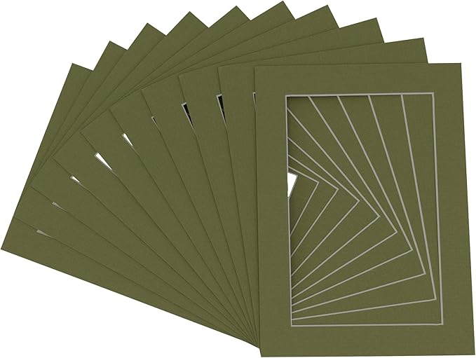 6x8 Mat for 8x10 Frame - Precut Mat Board Acid-Free Show Kit with Backing Board, and Clear Bags Dill Green 6x8 Photo Matte Made to Fit a 8x10 Picture Frame Matboard for Framing, Pack of 100 Mats