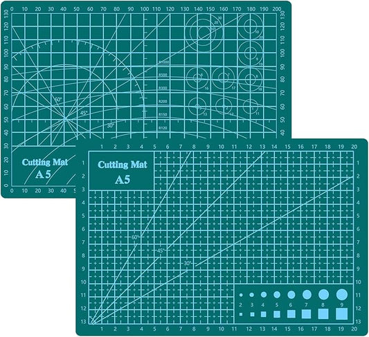 Cutting Mat 8in6in Self Healing Cutting Mat Size Double Sided 5-Ply Rotary Sewing mat for Crafts Fabric Quilting Hobby Art Clay Precision Scrapbooking Project, A5, Green 2PCS