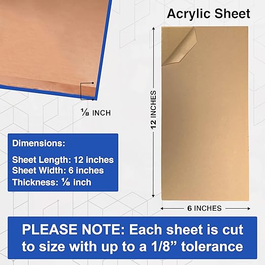 Duco USA-Made Clear Cast Acrylic Sheet 1/8 Inch Thick 6" x 12" - 4 Pack of Transparent Plexiglass Sheet - Lightweight Acrylic Board for Window Replacements, Displays, Signs, and More