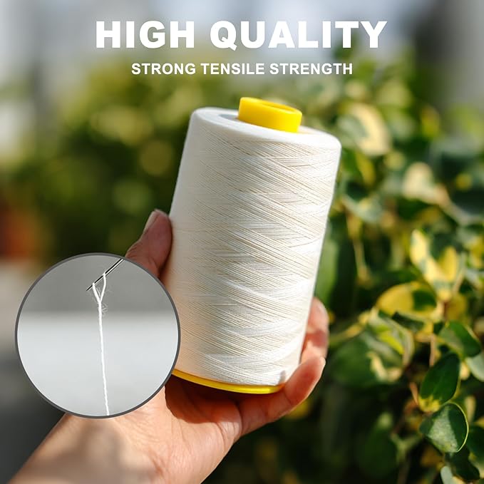Sewing Thread Cone Set, 3 Pack Serger Thread, 3000 Yards Each, All Purpose Thread for Sewing, Quilting, Machines, Overlock, Merrow & Hand Embroidery (Beige*3)