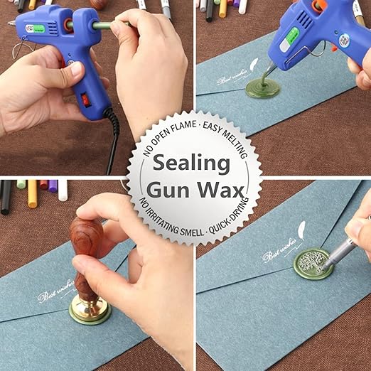 Wax Seal Sticks, ONWINPOR 20Pcs Red Wax Sealing Sticks with Glue Gun, Glue Gun Wax Seal Sticks Set Great for Wax Seal Stamp, Envelopes, Gift Wrapping (20, Caramel Red)