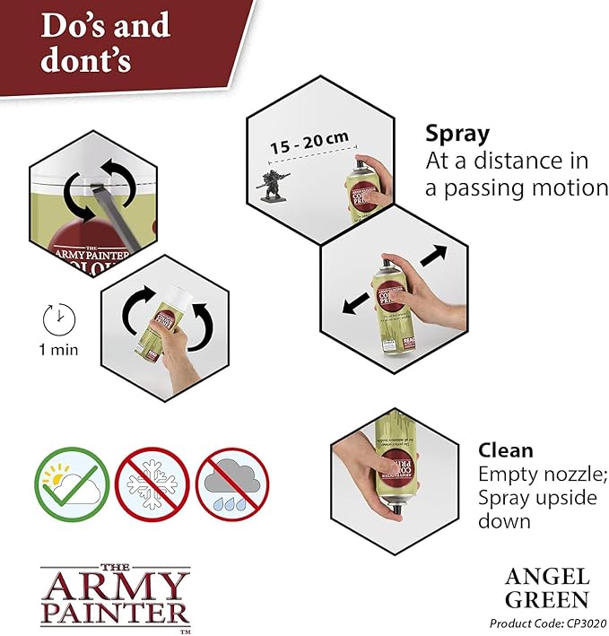 The Army Painter Colour Primer Angel Green, 400 mL Acrylic Spray Primer, Spray Paint Basecoat for Miniature Priming, Tabletop Roleplaying, Boardgames, and Wargames Miniature Modelling