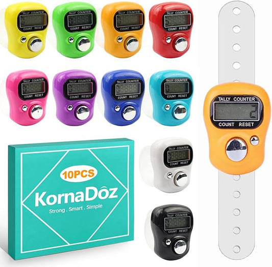 Digital Finger Clicker Counter - 5-Digit LCD Handheld Tally for Lap/Pitch/Knitting/Crochet/People Counting - Multi-Function Device for Classroom, Sports & Events