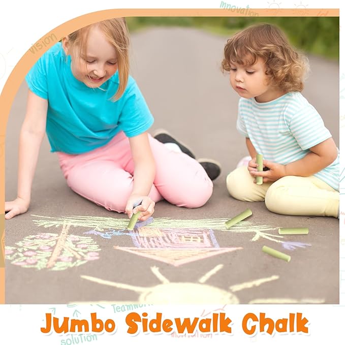 25 Pcs Sidewalk Chalks for Kids Non Toxic Jumbo Chalk for Party Gift Outdoor Art Classroom Play Painting (Yellow)