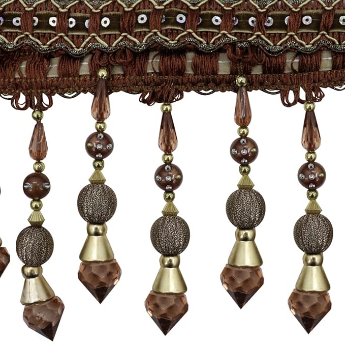 3yards Beading Fringe Trimming Long Beads Tassel Curtain Trim Ribbon Trim for Cover Edge Decorative (Coffee)