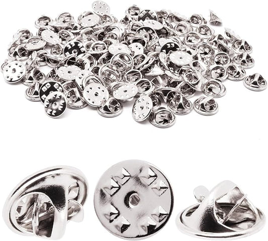 100pcs Pin Backs, Blank Pins Scatter Butterfly Clutch Pin Holder Enamel Pin Locking Backs Tie Tacks Jewelry Pin Backings Clasp for Brooch Lapel Hat Uniform Badges Tie Tack (Silver)