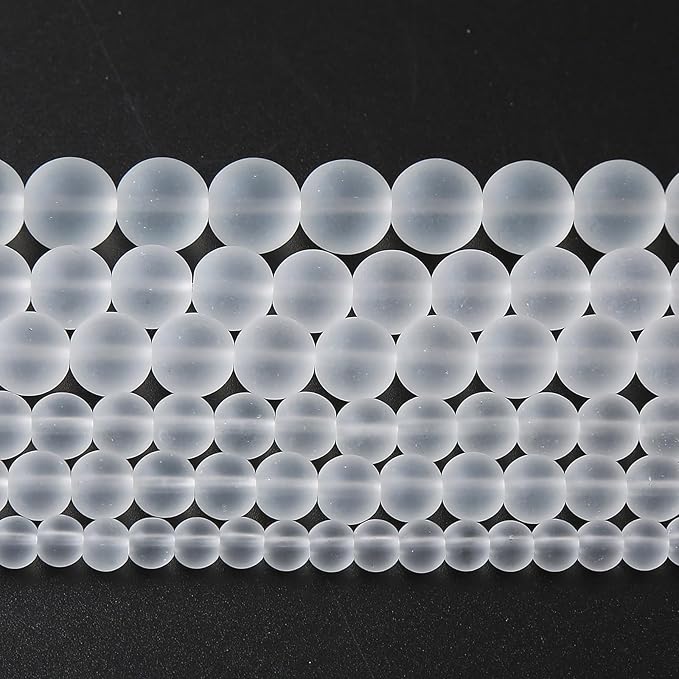 32pcs 12mm Frost White Crystal Glass Beads for Jewelry Making Round Loose Beads DIY Bracelets Necklaces Crystal Energy Healing Stone Beads 15" (12mm, Frost White Glass)