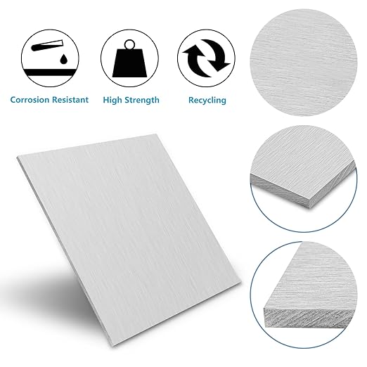 2Pack 6061 Aluminum Sheet Metal - 12 x 12 x 1/8 Inch, Heavy Duty Aluminum Plates with Protective Film, 3MM Thick Flat Plain Panel for Crafting, Structural Framing, Base Plate