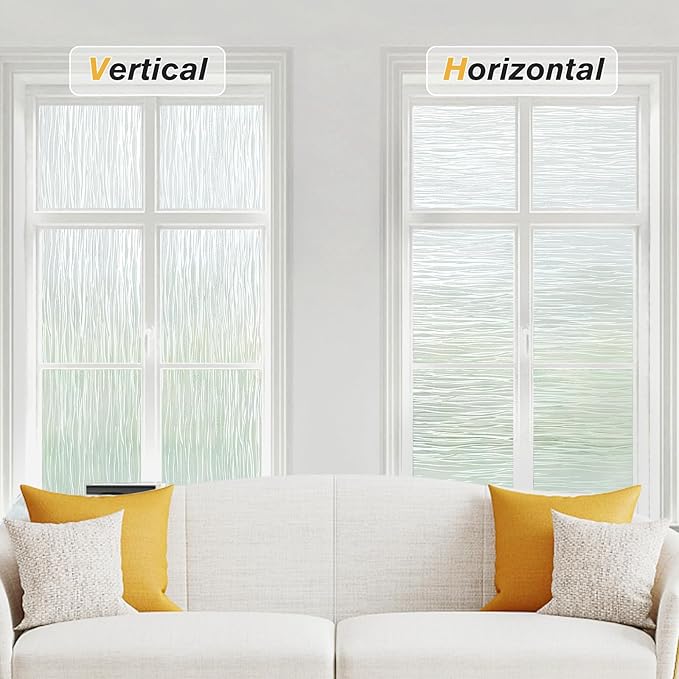 Haton Window Privacy Film, Frosted Glass Privacy Window Clings, Sun Blocking Frosting Opaque Coverings, Static Cling Removable Decorative Stickers for Home Door, Non-Adhesive 35.4" x 157.4"