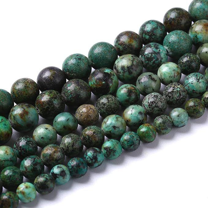 6mm 60pcs Natural African Turquoise Stone Beads for Jewelry Making Round Loose Gemstone Beads DIY Bracelet Necklace Earrings