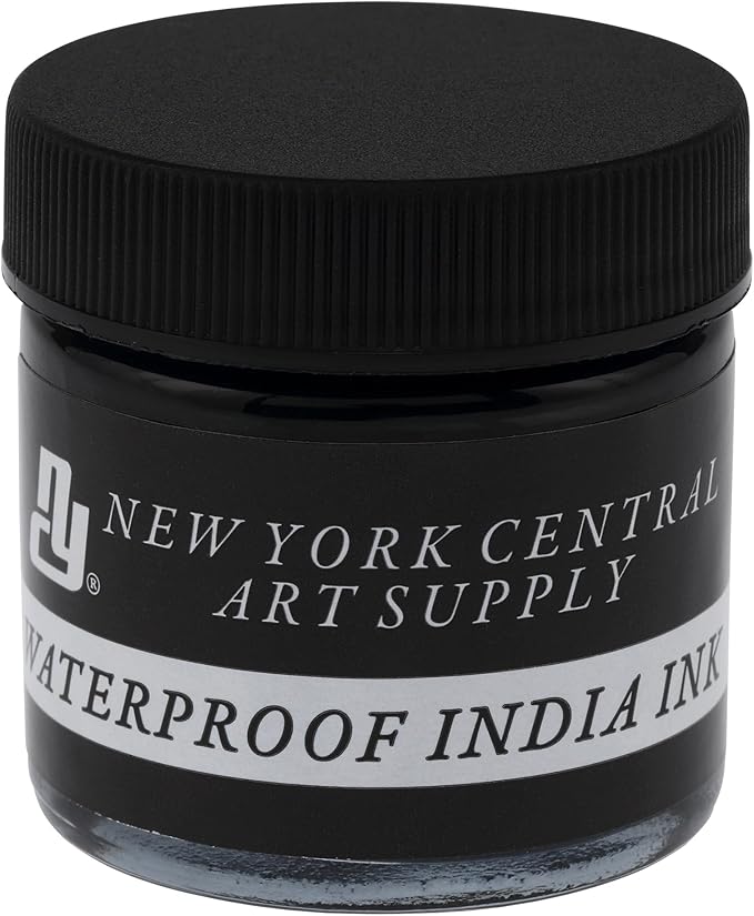 New York Central® India Ink 1oz Bottle - Make an Impact with Matte Black India Ink, Perfect for Artists, Calligraphy, Illustrations, & More