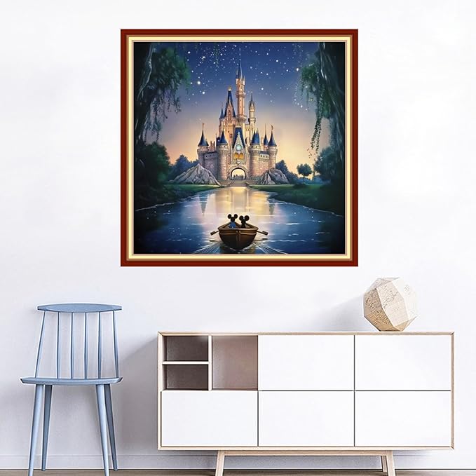 Joyhoor Cross Stitch Kits for Beginners Stamped Cross-Stitch Supplies Needlework preprint Embroidery Kits for Adults DIY Needlepoint Kits Embroidery Patterns 11CT-Dream Castle 18x18 inchs