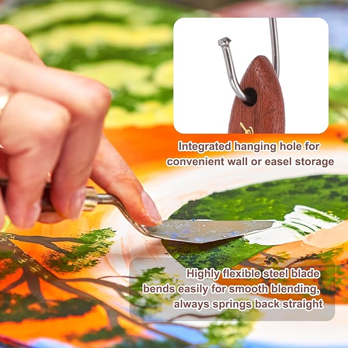 MECCANIXITY Pack of 1 Palette Knife No.11, 8.5" Long Palette Knives with Stainless Steel Flexible Spatula Pallet Knife and Wood Handle for Scraping, Mixing, Oil Acrylic Painting Canvas