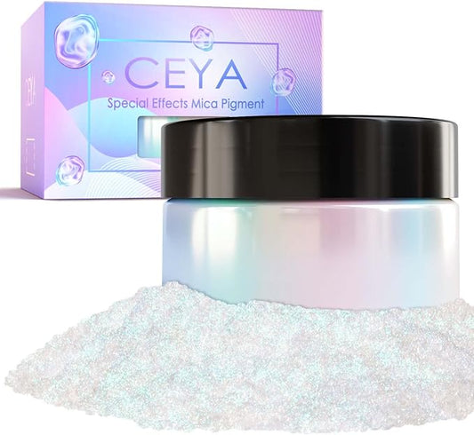 Ceya Chameleon Mica Powder, 1.8oz/ 50g Mermaid Chrome Nail Powder, Cosmetic Grade Pearlescent Effect Color Shift Pigment for Epoxy Resin, Makeup, Nail Polish, Soap Dye, Candle Making,Craft,Slime,Paint