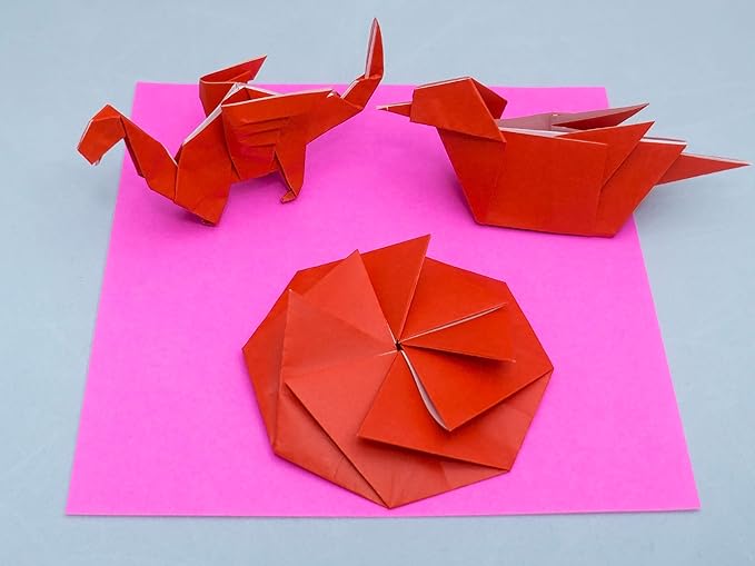 [Taro's Origami Studio] Standard 6 Inch One Sided 23 Colors 65 Sheets Square Easy Fold Premium Japanese Paper for Beginner (Gold and Silver Included)