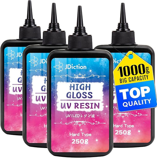 JDiction UV Resin, 1000g High Gloss Clear Solar Cure Sunlight Activated Glue Hard UV Resin Kit for Jewelry Making, Casting, Coating & DIY Crafts
