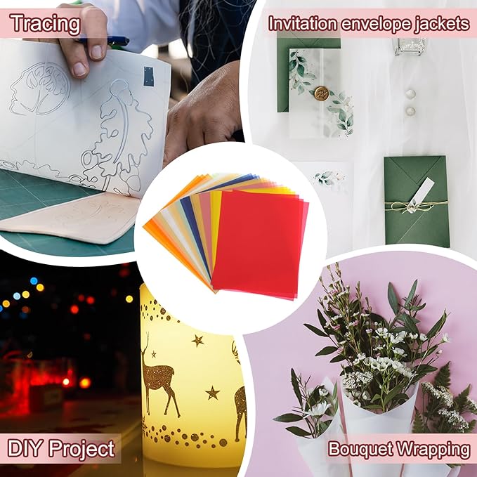 PATIKIL 30 Sheets Vellum Paper 4.25x5.5, Vellum Paper Printable Translucent Paper 100GSM Colored for Invitations Laser InkJet Printing Card Making Crafting Wedding Tracing, Red