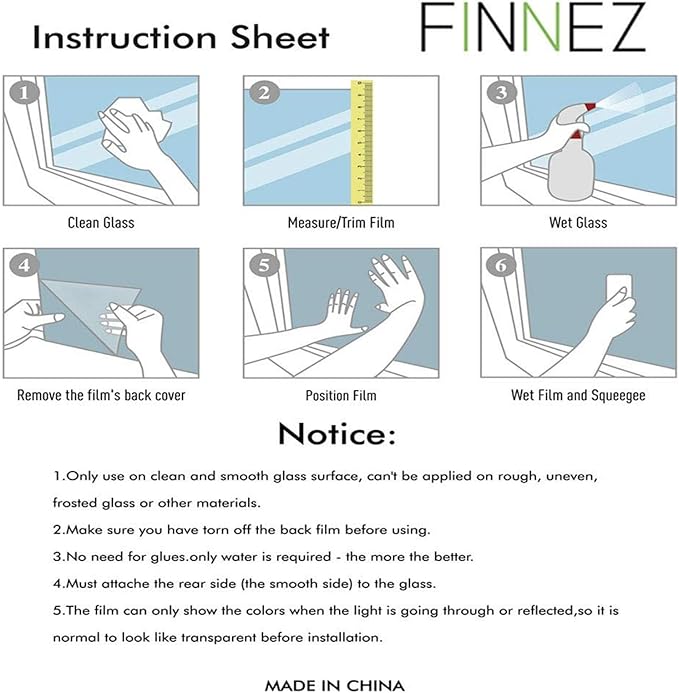 Finnez Window Privacy Film Window Film 3D No Glue Glass Sticker for Glass Door Home and Office Heat Control Anti UV (17.5 Inch x 13.1 Feet, Rainbow Grove)