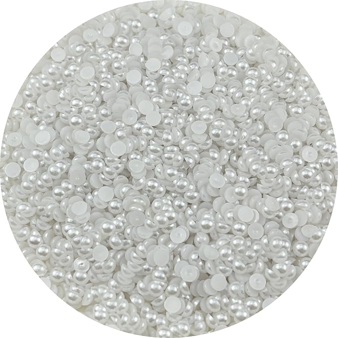 5000pcs 5mm Half Pearls for Crafts Flatback Round Half Pearl Beads for Jewelry Making Nail Art Scrapbook Craft Wedding Dress Decoration(White)