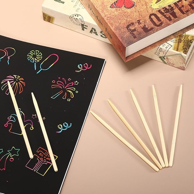 180 pcs Heavy Duty Scratch Art Tools,5.5 in Craft Sticks,Wooden Stylus for Scratch Art,Wooden Sticks for Crafts Bamboo Stylus, DIY Creative Draw Sticks for Teens and Teacher