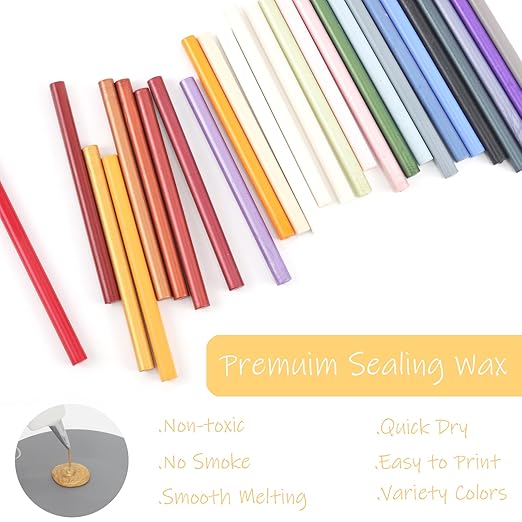 Rose Gold Wax Seal Sticks 26pcs, Andotopee Glue Gun Wax Seal Sticks for Wax Seal Stamp, Premium Sealing Wax for Envelope Letter Seal Wedding Invation Craft Adhesive, Great Gift Ideas (Mini Size)