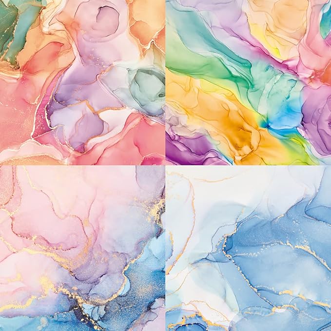 YASMEN Single-Sided Scrapbook Paper Pad, Marble Pattern Bronzing Cardstock, 6"6" Designer Themed Art Kits, Bullet Junk Journal Craft Decopodge - 24 Sheets