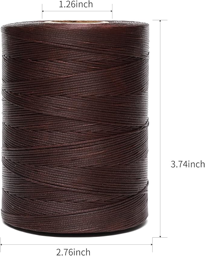 Waxed Thread,852Yards 150D 0.8mm Flat Polyester Wax Thread for Hand Sewing Leather Craft DIY Projects Shoes Repair Book Binding(Deep Brown)